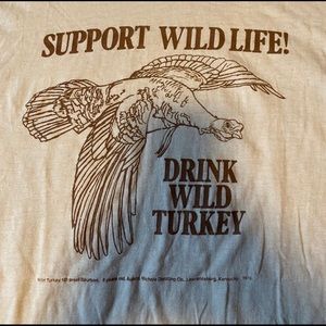 Men’s VINTAGE Wild Turkey Ringer Tee Size XL (fits like L)